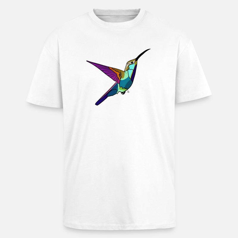 Kolibri farbig - Oversized Heavyweight Unisex T-Shirt - Weiß