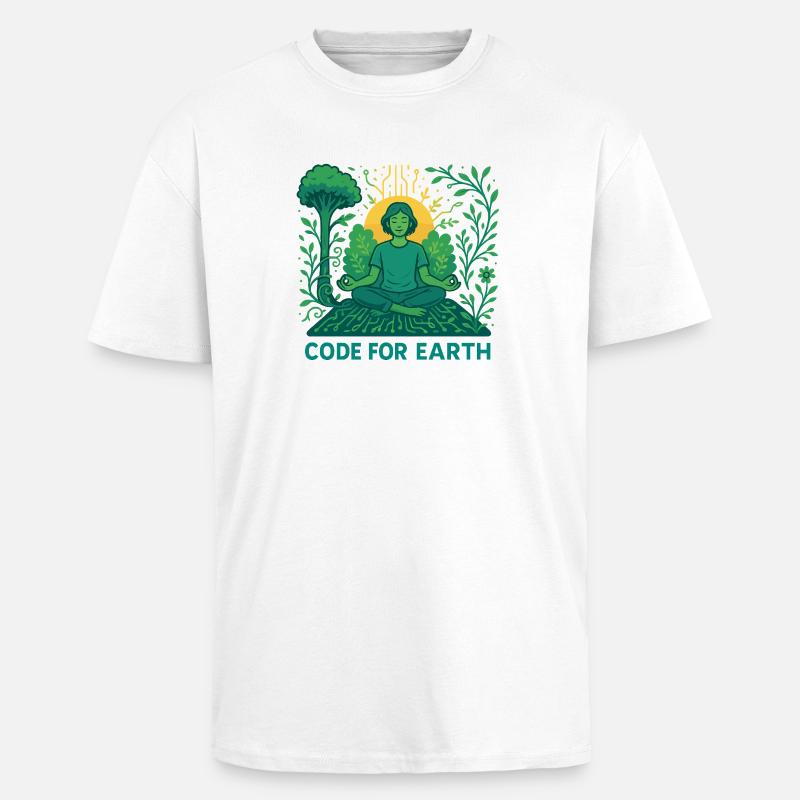 Code pour la Terre - T-shirt unisexe oversize épais - blanc