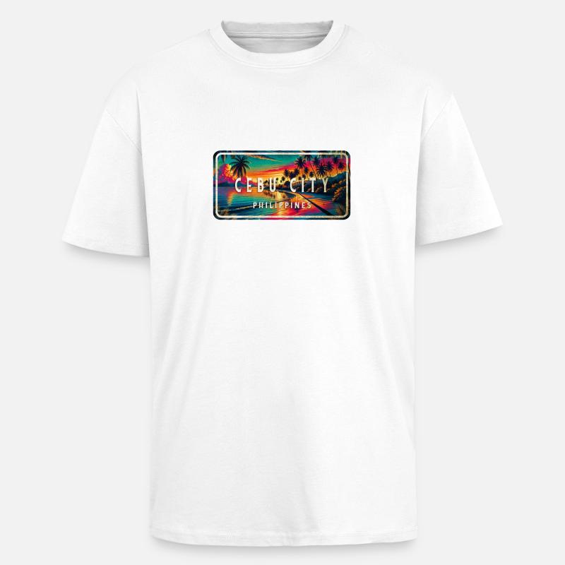 Cebu City – Tropical Retro Sign - Unisex Oversized Heavyweight T-shirt - white