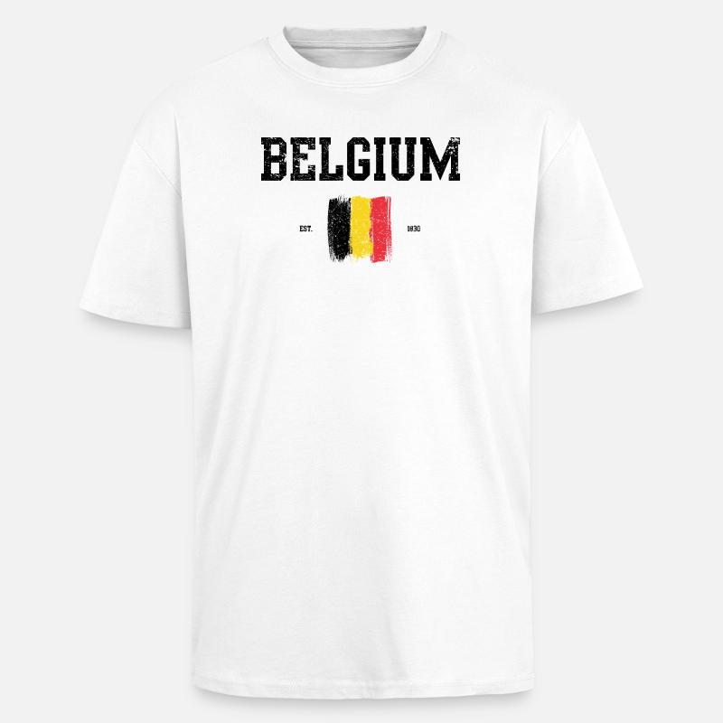 Impression d’art abstraite drapeau belge - T-shirt unisexe oversize épais - blanc