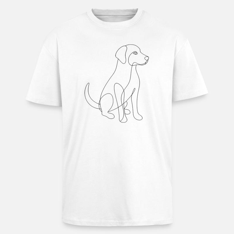 Dessin au trait - Chien - T-shirt unisexe oversize épais - blanc