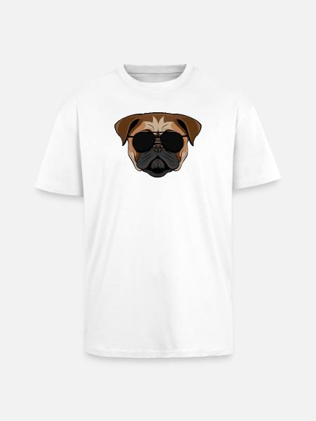 Bulldog in sunglasses - Unisex Oversized Heavyweight T-shirt - white