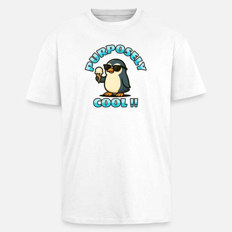 Cooler Pinguin mit Eis - Oversized Heavyweight Unisex T-Shirt - Weiß