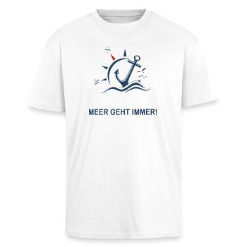 Meer geht immer - Oversized Heavyweight Unisex T-Shirt - Weiß - Vorne - Alina (178cm) & Michal (187cm)