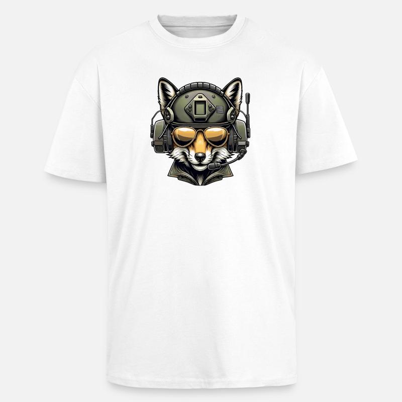 Fuchs Militär Design - Oversized Heavyweight Unisex T-Shirt - Weiß