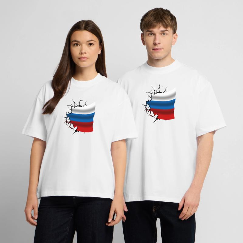 Drapeau de la Russie - Russie - Drapeau Broken Design T-shirt unisexe oversize épais