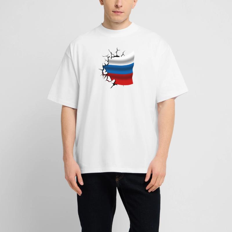 Drapeau de la Russie - Russie - Drapeau Broken Design T-shirt unisexe oversize épais