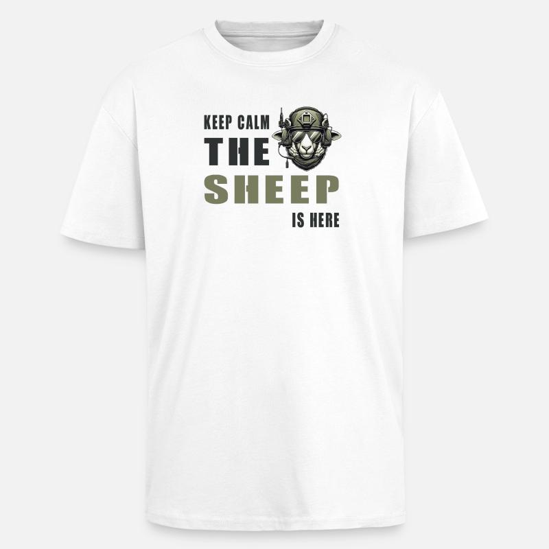 Schaf – Keep Calm Design - Oversized Heavyweight Unisex T-Shirt - Weiß