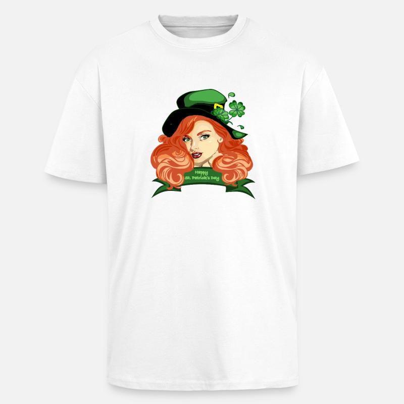 St. Patricks Pinup-Kleeblatthut - Oversized Heavyweight Unisex T-Shirt - Weiß