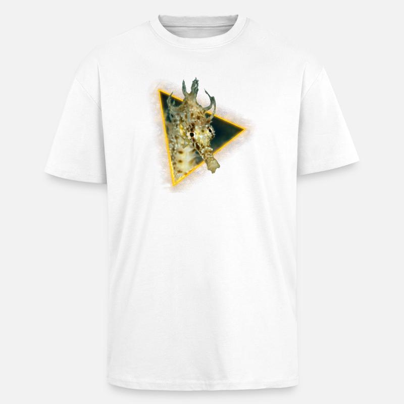 Hippocampe dans un triangle - T-shirt unisexe oversize épais - blanc