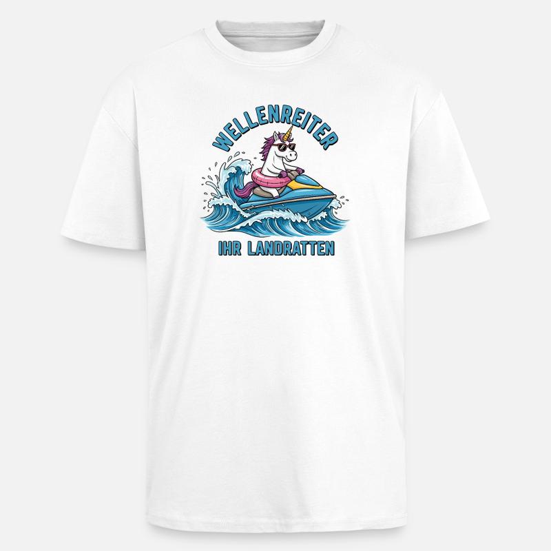 Cooles Jetski Einhorn - Oversized Heavyweight Unisex T-Shirt - Weiß