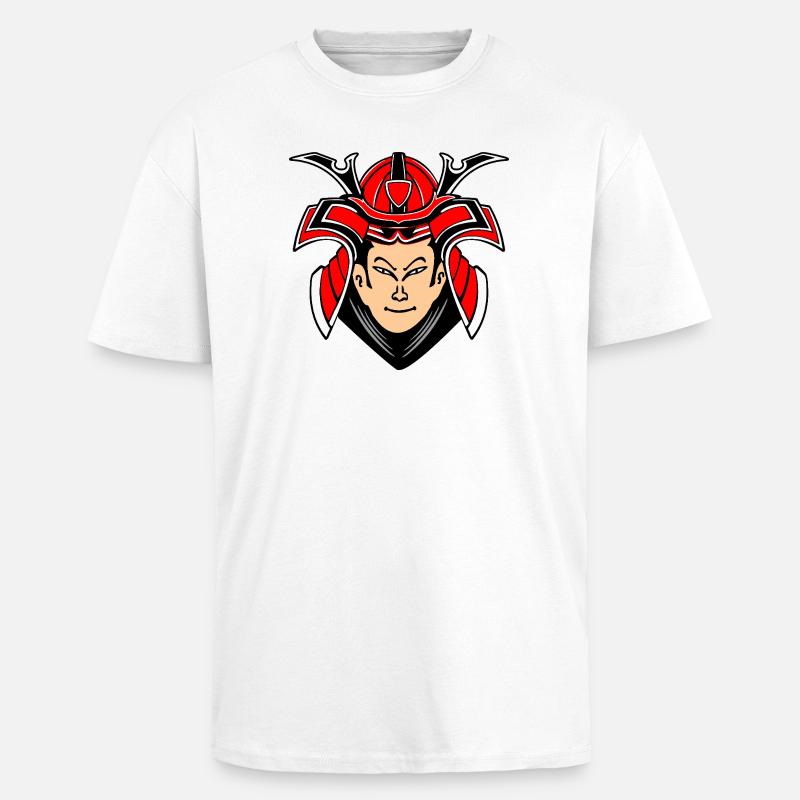 Samurai mit Helmdesign - Oversized Heavyweight Unisex T-Shirt - Weiß