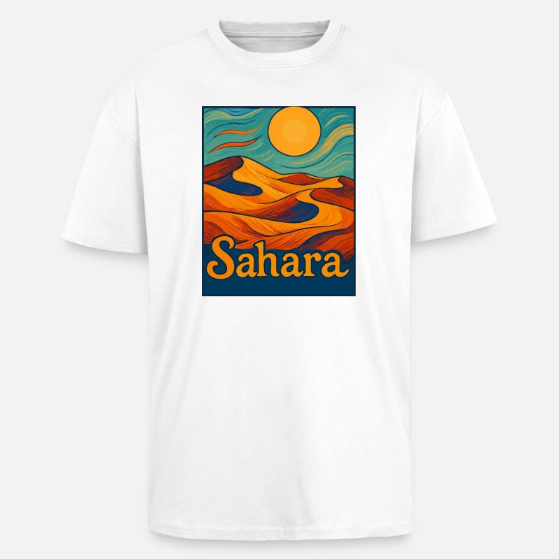 Rêve du désert du Sahara - T-shirt unisexe oversize épais - blanc