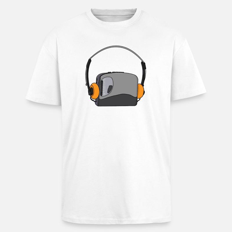 Cooler tragbarer Kassetten-Audio-Player - Oversized Heavyweight Unisex T-Shirt - Weiß