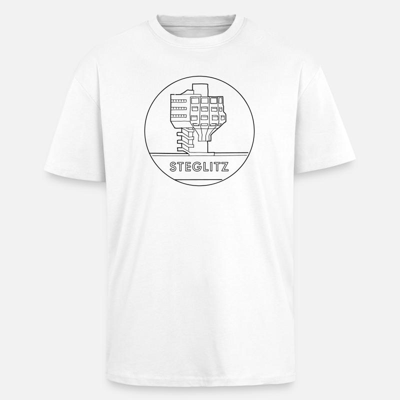 Steglitz mit Bierpinsel - Oversized Heavyweight Unisex T-Shirt - Weiß