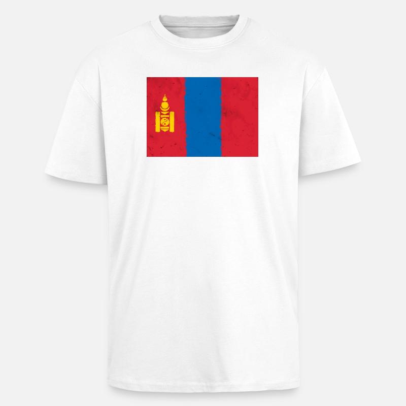 Flagge der Mongolei - Oversized Heavyweight Unisex T-Shirt - Weiß
