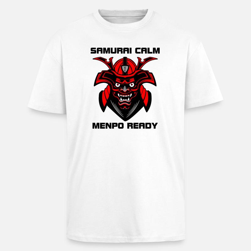 Calm as a Samurai – Menpo Ready - Unisex Oversized Heavyweight T-shirt - white