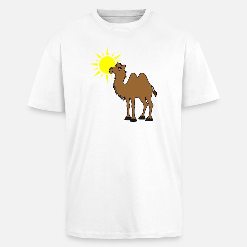 Kamel mit Sonne in der Wüste - Oversized Heavyweight Unisex T-Shirt - Weiß