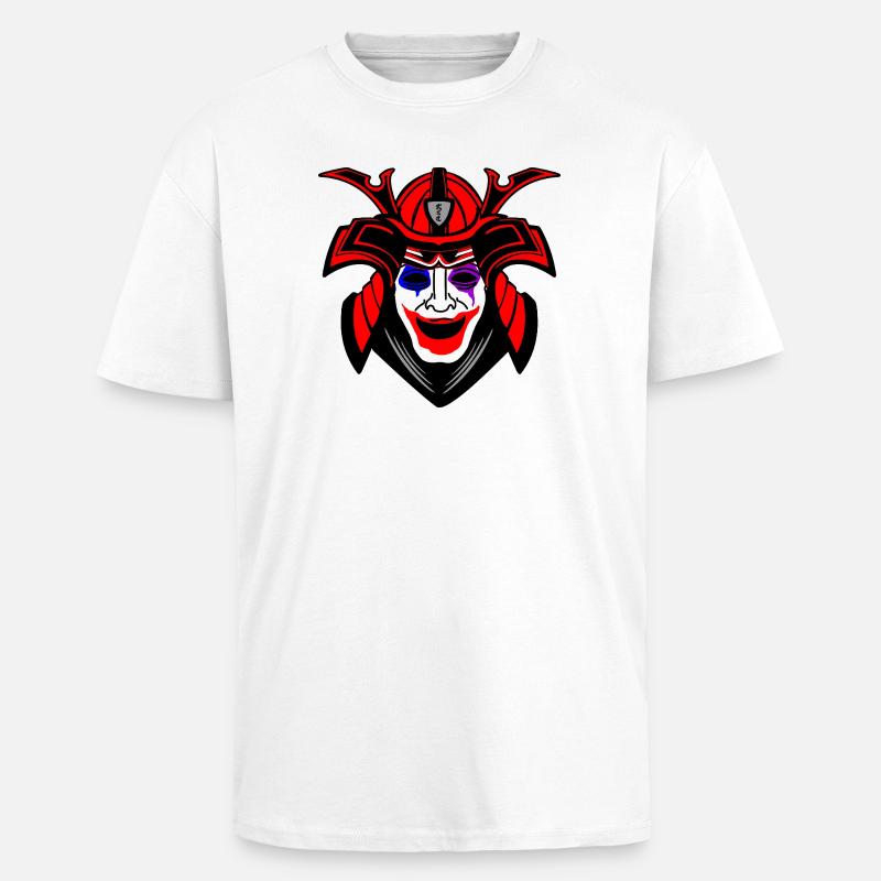 Glücklicher Samurai mit Menpo Maske - Oversized Heavyweight Unisex T-Shirt - Weiß