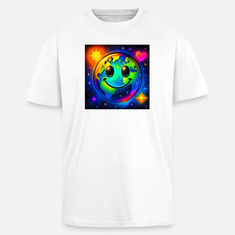 Farbige Glückserde im Neon-Universum - Oversized Heavyweight Unisex T-Shirt - Weiß