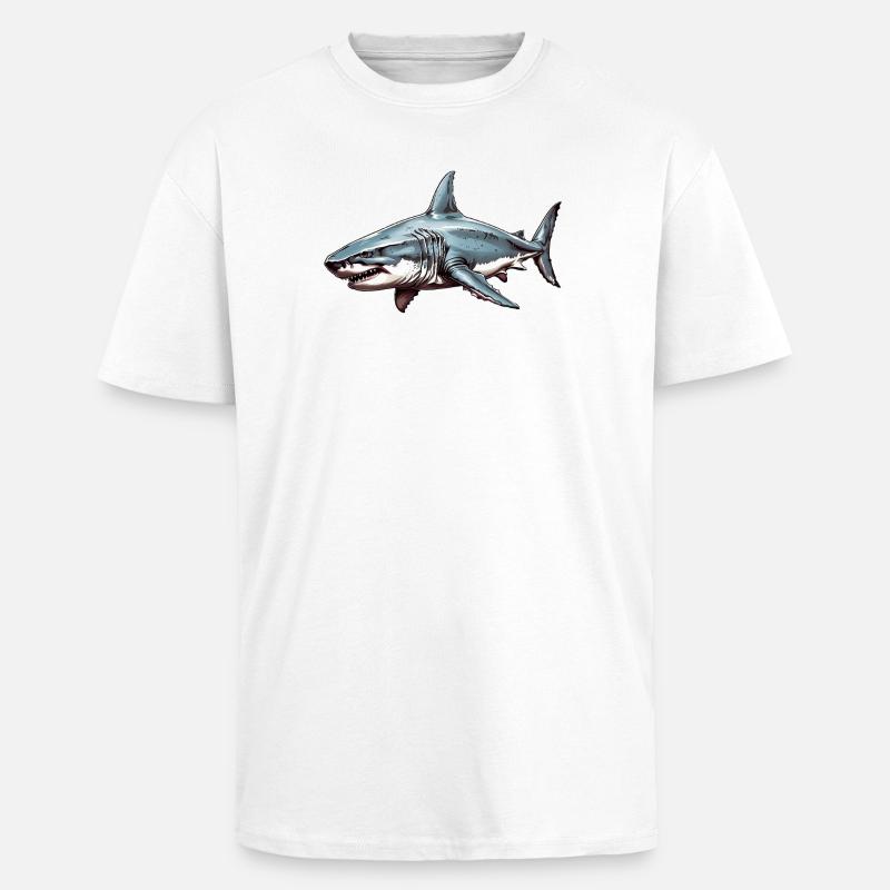 Marée de requin - T-shirt unisexe oversize épais - blanc