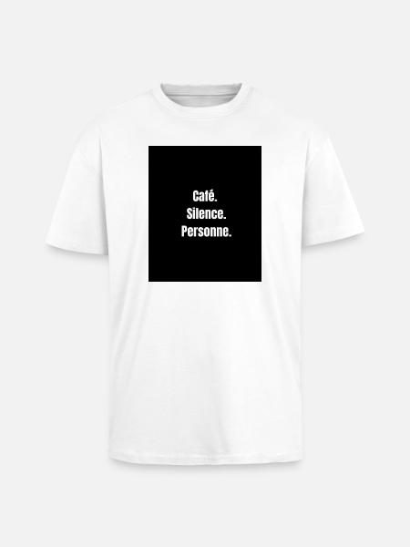 Café + Silence – La recette parfaite - T-shirt unisexe oversize épais - blanc