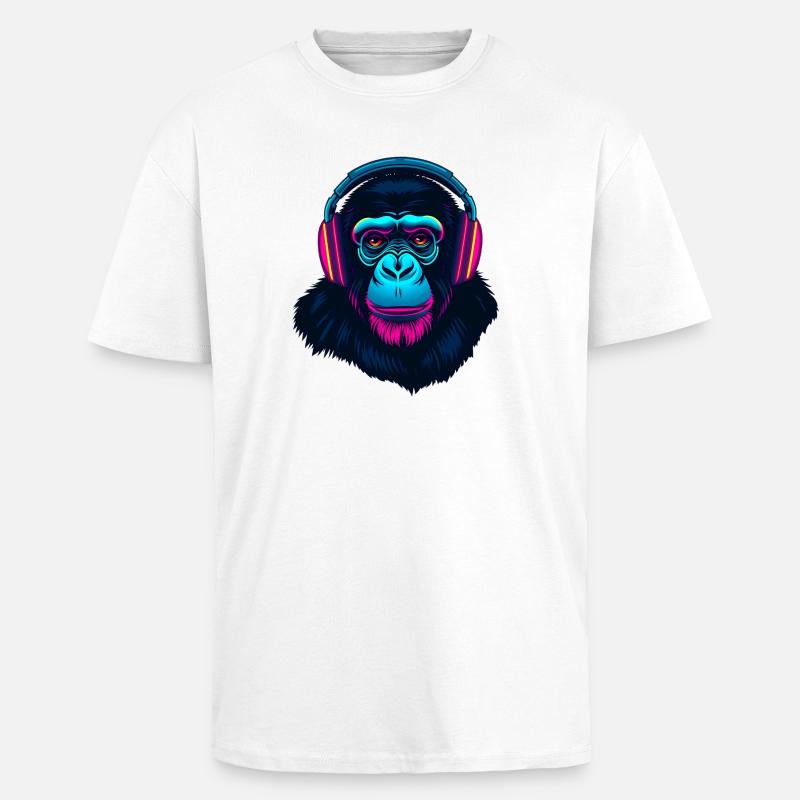 Monkey en tant que DJ - T-shirt unisexe oversize épais - blanc