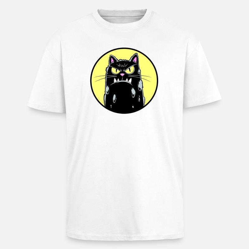 Schwarze Katze - Oversized Heavyweight Unisex T-Shirt - Weiß