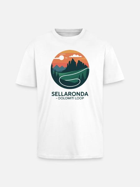 Sellaronda Dolomiti Loop Cycling Art - Unisex Oversized Heavyweight T-shirt - white