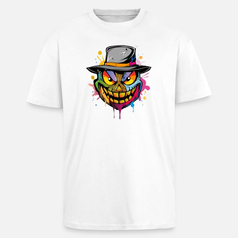 Halloween Face - Oversized Heavyweight Unisex T-Shirt - Weiß