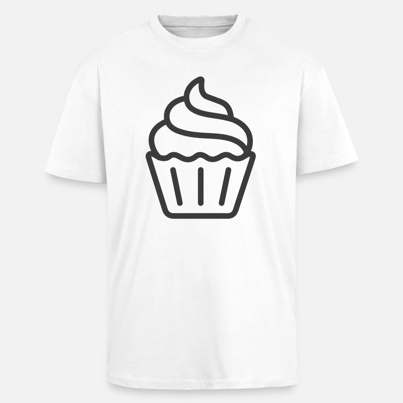 Conception d’icône de logo de cupcake - T-shirt unisexe oversize épais - blanc