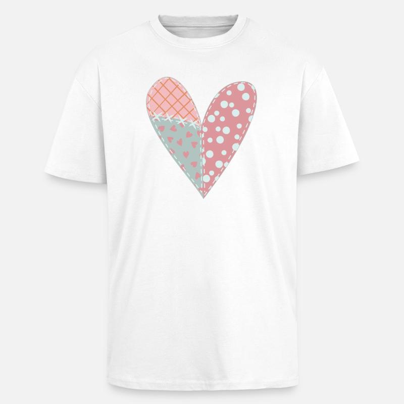 Patchwork Herz Nr. 6 - Oversized Heavyweight Unisex T-Shirt - Weiß