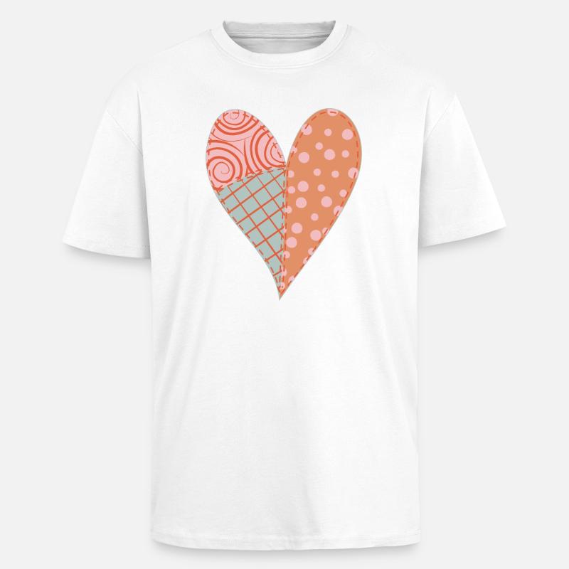 Patchwork Herz Nr. 4 - Oversized Heavyweight Unisex T-Shirt - Weiß