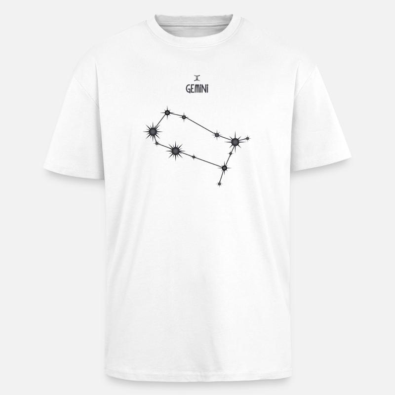 Zwillinge Sternzeichen Sternbild Schwarz & Grau - Oversized Heavyweight Unisex T-Shirt - Weiß