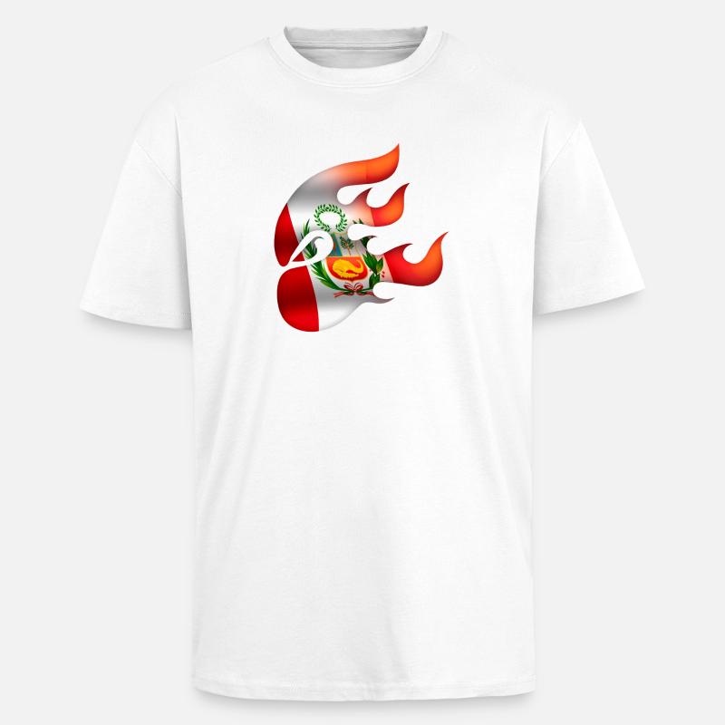 Drapeau du Pérou - Pérou - Ninja - T-shirt unisexe oversize épais - blanc