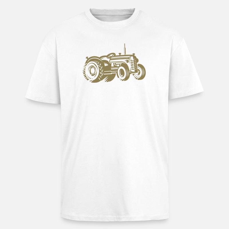 Tractor Silhouette Farmer Agriculture - Unisex Oversized Heavyweight T-shirt - white