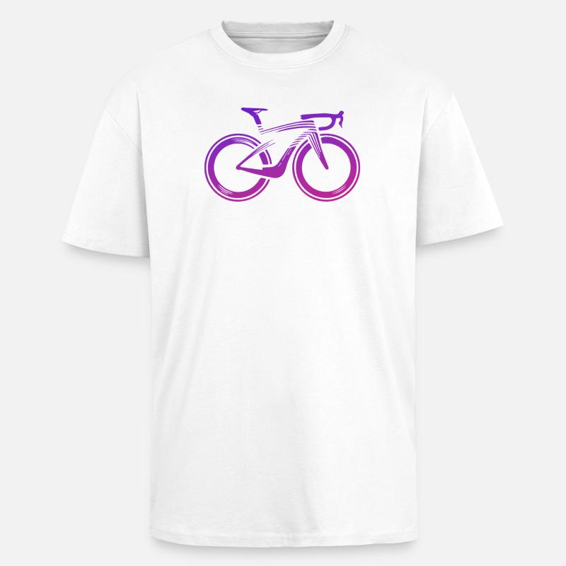 Design de vélo abstrait en violet - T-shirt unisexe oversize épais - blanc
