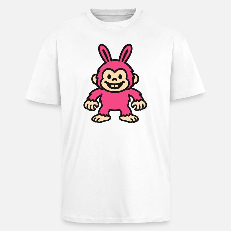 Rabbit Monkey - Oversized Heavyweight Unisex T-Shirt - Weiß