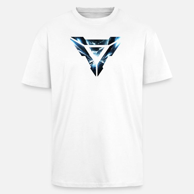 Futuristic Cyber Realm Triangular Design - Unisex Oversized Heavyweight T-shirt - white