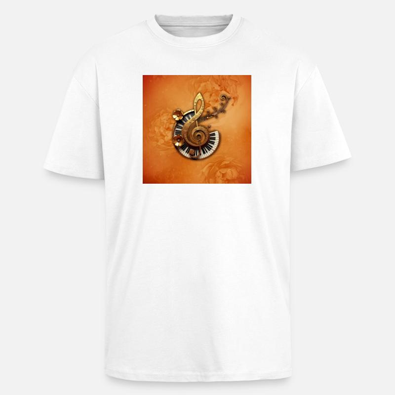 Style musical abstrait avec des fleurs - T-shirt unisexe oversize épais - blanc