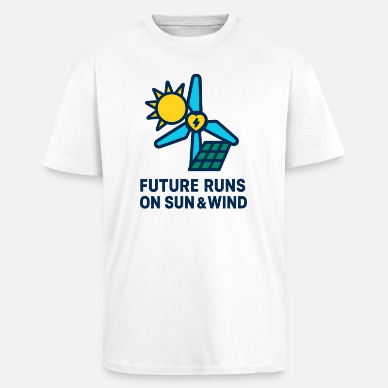 Future Runs on Sun & Wind - Oversized Heavyweight Unisex T-Shirt - Weiß