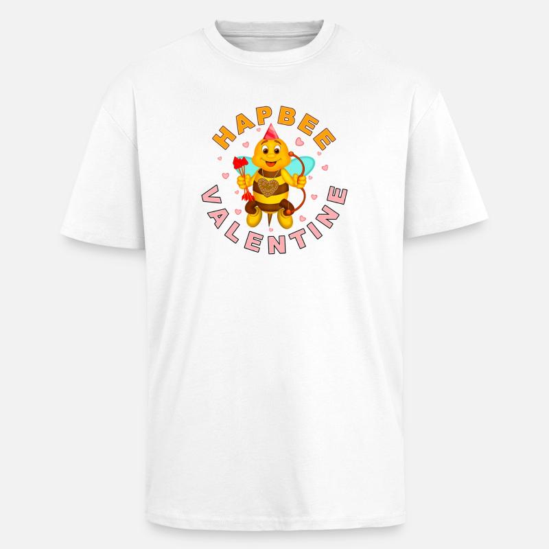 HAPBEE Saint-Valentin avec texte - T-shirt unisexe oversize épais - blanc