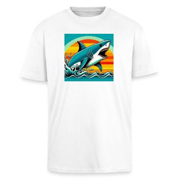 Hai - Oversized Heavyweight Unisex T-Shirt - Weiß - Vorne - Alina (178cm) & Michal (187cm)