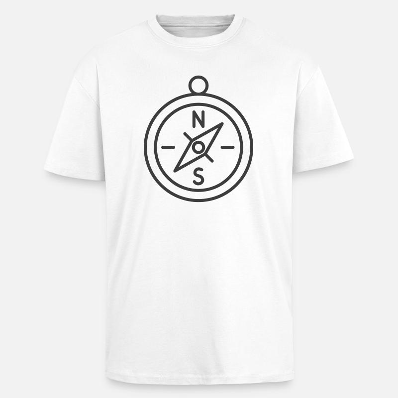 Minimalist Compass Navigation Design - Unisex Oversized Heavyweight T-shirt - white