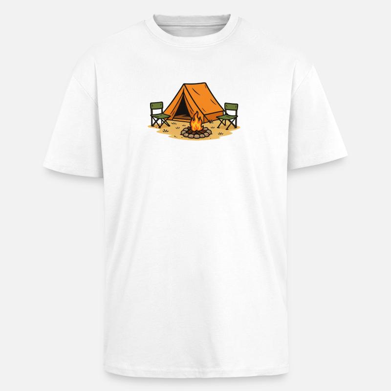 Conception de camp de camping aventureux - T-shirt unisexe oversize épais - blanc