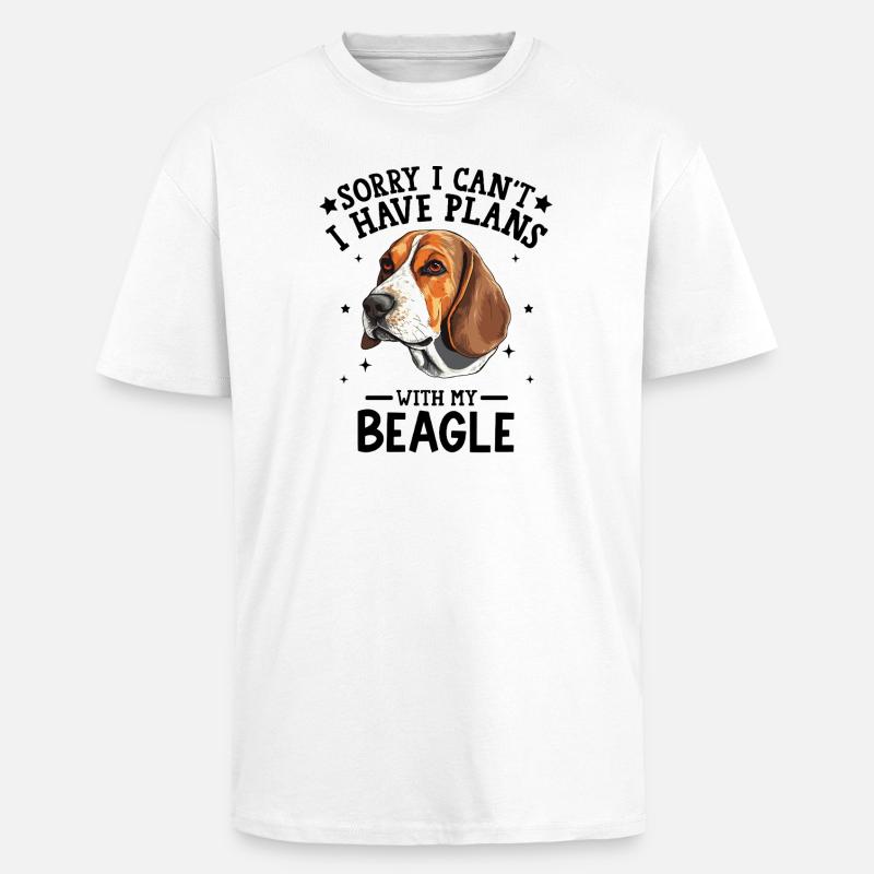Realistic Beagle Head Illustration - Unisex Oversized Heavyweight T-shirt - white