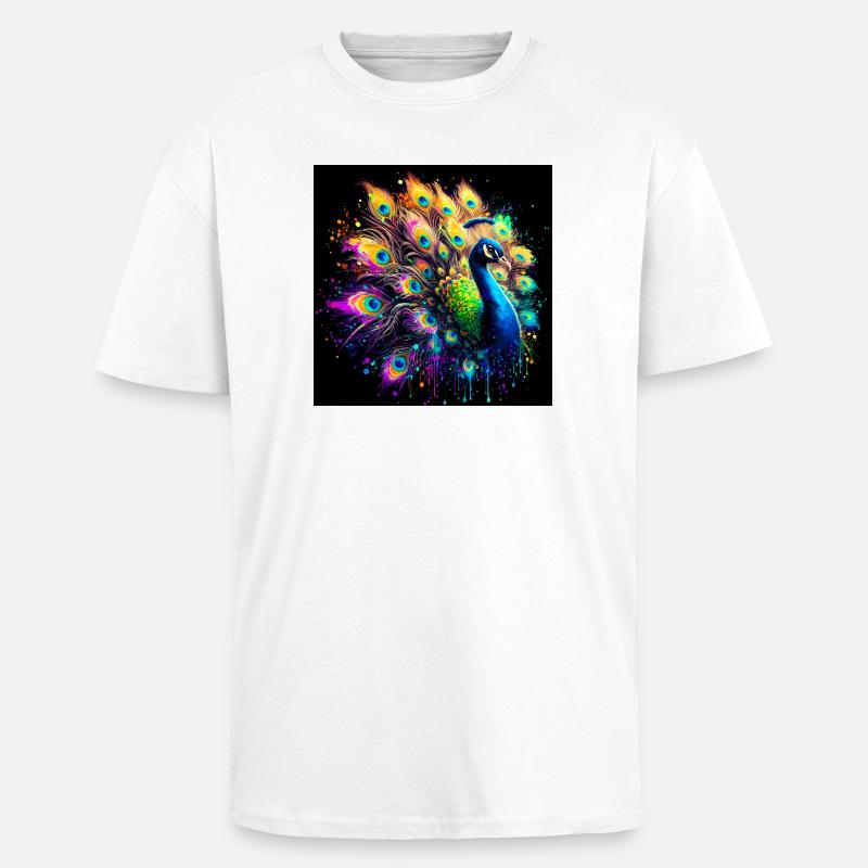 peacock - Unisex Oversized Heavyweight T-shirt - white