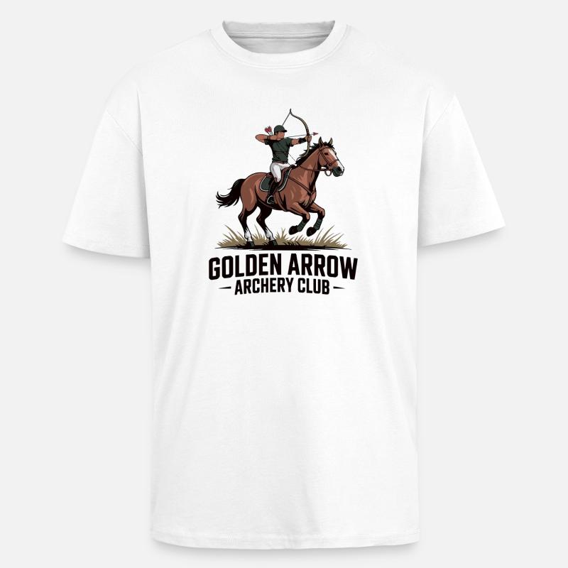 Cimier d'archer dynamique à cheval - T-shirt unisexe oversize épais - blanc