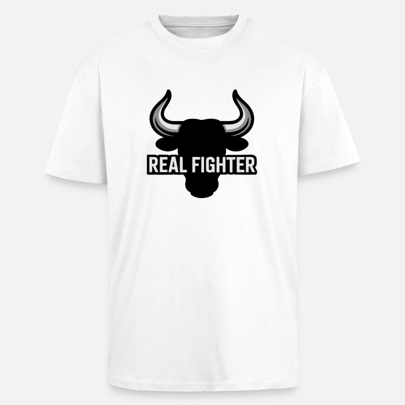 Fetter Bullenschädel mit echtem Kämpfertext - Oversized Heavyweight Unisex T-Shirt - Weiß