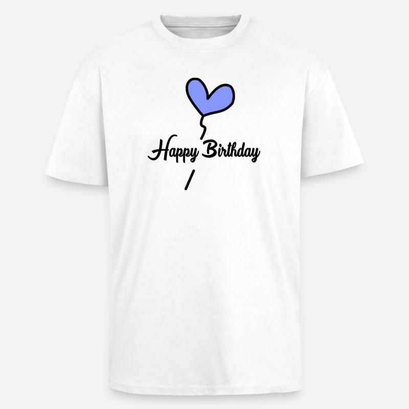 BURSDAG. GRATULERER MED DAGEN. GRATULERER MED DAGEN. - Unisex oversized t-skjorte i kraftig kvalitet - hvit